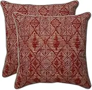 Pillow Perfect Outdoor | Indoor Nesco Sunset 18.5 Inch Throw Pillow (Set of 2), 18.5 X 18.5 X 5, Red