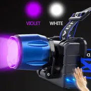 Most Powerful 85000lm T6 Led Uv Headlight Zoomable Sensor Usb Rechargeable Headlamp With Uv Light/white Light