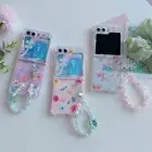 For Samsung Galaxy Z Flip6 Flip5 Flip4 Flip3 Cute Clear Case with Bracelet