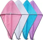 Polyte Microfiber Hair Turban Wrap Drying Towel, 12 x 28 in, Set of 4 (Multi Color)