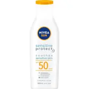 NIVEA SUN Sensitive Protect Sunscreen Lotion 200ml - SPF 50 - Sunscreen for Sensitive Skin - Protect and Lock Moisture - Water Resistant