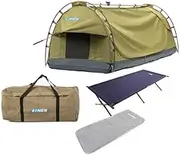 Kings Deluxe Single Swag + Deluxe Single Swag Canvas Bag + Single Self Inflating Foam Mattress + Stretcher