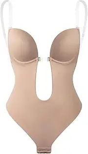 [Generic] Deep v Neck Backless Body Shaper Bra Bodysuit Thong Shapewear Women Tummy Control Underwear Wedding