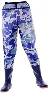 [WOONEKY] Breathable Wader Pants for Half-Body Fishing Waterproof Anti-Electricity Hiking Pants Comfortable Fit (Camouflage)