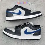 JORDAN 1代 低幫 運動慢跑鞋 黑灰藍色DC0774 040 VYH5