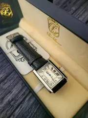 Swiss Inspired Iconic Classic Mens Watch Pierre Lucerne Tank Black Band With Box
