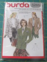New Burda 5265 Misses Jacket Pattern SZ 12-14-16-18-20 40-42 Unopened Sealed FF
