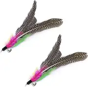 2 Pack Natural Feathers Bird Cat Feather Toy Refills with Bell, Cat Wand Toy Attachments, Flying Bird Toys for Cats…