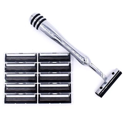 Taconic All Metal Trac 2 / Trac II Compatible Razor & 10 Twin Blades