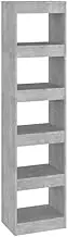 Bookcase Room Divider - Engineered Wood Book Cabinet for Living Room, Bedroom | Space-Saving Standing Shelf, Concrete Grey Finish (40x30x166 cm)