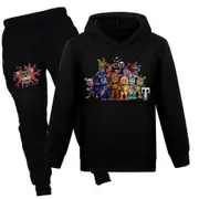Five Nights At Freddy's Tracksuit Set Kids Hoodie Jogging Pants Suit Fnaf Print Pullover Hooded Sweatshirt Tops Outfits Activewear -NMAOV Black 7-8...