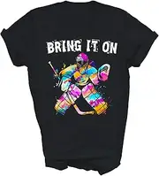 [Above Good Tee] Ice Hockey Player Goalkeeper Ice Hockey Goalie Bring It Field Hockey Player Unisex Shirt Gift T-Shirt (Black;3XL)