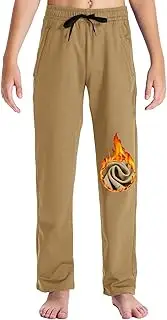 [DEVOROPA] Youth Boys' Fleece Lined Sweatpants Open Bottom Water Resistant Winter Thermal Track Athletic Pants Zipper Pockets