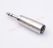 Silver 3-pin XLR Male to Stereo TRS 6.35mm 1/4" Male Audio Adapter Connector AU