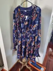 Autograph Blue Floral Dress Size 26 Brand New With Tags