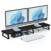 Wood Dual Monitor Stand Riser - Monitor Stand for 2 Monitors, Large Computer ...