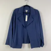 Chicos Soft Twill Drape Jacket Size 2 US 12/14 Large Open Front Pockets