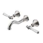 Ikon Clasico Bath Set Ceramic Handle Brushed Nickel
