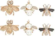 [FRCOLOR] 6pcs Bee Decorative Shoe Clips Detachable Rhinestone Pearl Buckles for Women Elegant Shoe Charms for DIY Style Versatile Fashion Accessories