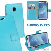 Aqua Blue Wallet Flip Card Slot Stand Case Cover For Samsung Galaxy J5 Pro