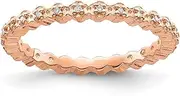 [JewelryWeb] 925 Sterling Silver Polished Prong set Patterned Stackable Expressions Diamond Pink Plated Ring Jewelry Gifts for Women - Ring Size Options Range: J to T