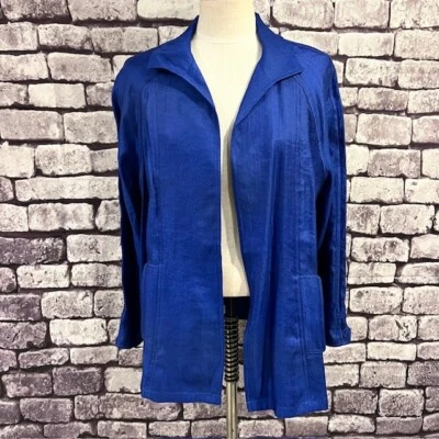 Chico's NWT Blue No Close Long Sleeve Jacket Size Large Rayon Blend