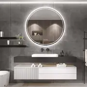 TOOLKISS LED Round Frameless Salon / Bathroom Wall Mirror – 60cm, Dual LED Strips, Touch Control, Anti-Fog, Adjustable Brightness & Color (Warm/Cool/Natural), IP44 Waterproof