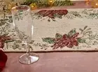 Christmas Beaded Table Runner Red White Poinsettia Luxury Home Décor 35x13 In