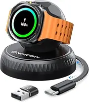 NEWDERY Magnetic Charger Stand for Samsung Watch 7,Portable Replacement Charging Dock Station with Retractable USB C Cable &USB-A Adapter for Galaxy Smartwatch Ultra 6 Classic 5 Pro 4 3 Active 2 1