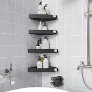 Sotfamily Shower Caddy Corner, 4 Pack Adhesive Corner Shower Shelves for Bathroom Organizers and Storage, Rust Free Plastic Rack for Bathroom Accessories & Decor, Black