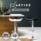 Artiss Kitchen Bar Stools Swivel Bar Stool Leather Gas Lift Chairs Black WhiteX2