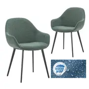 Simplife Set of 2 Fido Green Stain Resistant Waterproof Fabric Dining Chairs
