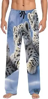 [PDZRMY] Snow Leopard Winter Cute Pajama Pants for Men Men's Separate Bottoms, Lounge Pants with Pockets S