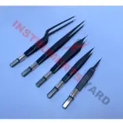 5x Bipolar Forceps set Reusable Black Color with Cable 3 meter, Electrosurgery