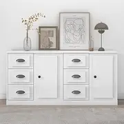 Sideboards 2 pcs High Gloss White Engineered Wood Dining Storage