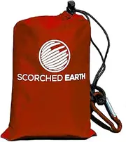 ScorchedEarth Pocket Blanket for Beach, Travel, Outdoor, Camping, Hiking, Picnic, Festival, Sports - Waterproof, Compact, Durable Tarp, Corner Pockets, Carry Bag, Built in Stakes (Crimson Red, 60x55)
