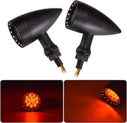 KaTur Motorcycle Black Bullet Front Rear Turn Signal Fog Light Indicators Stop Light for Harley Motorcycle Cruiser Chopper Bobber