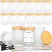 10Oz, 16 Pack Thick Candle Jars with Bamboo Lids for Making Candles, Bulk Froste