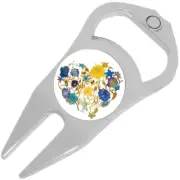 Heart of Flowers Golf Ball Marker Divot Repair Tool Bottle Opener