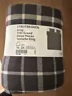 IKEA STRUTBRAKEN King Duvet Cover w/Pillowcases Bed Set Flannel Gray/Checked NEW