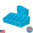 ECR4Kids Linking Book Bin, Interlocking Storage, Neon Blue, 10-Piece