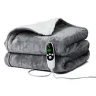 Flannel Sherpa Electric Throw, Heated Blanket with 9 Heat & 12 Timer Settings...