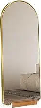 Full Length Mirror,Aluminum Alloy FrameFloor Mirror,with Solid Wood Base for Bedroom Living Room and Entrance(Gold,45x160cm)