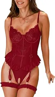 [CUPSHE] Lingerie for Women Lace Corset and Panty Outfits Garter Lingerie Sets