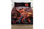 Anne Stokes Fire Dragon Duvet Cover Set (Orange/Red/Grey) (Single)