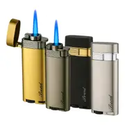 4 Pack Broad Slim Jet Lighters Metal Flip Top Windproof Fluid Refillable