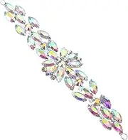 Beavorty Rhinestone Applique Wedding Bridal Sash Belt Patch DIY Glitter Embellishment for Clothing Exquisite Craftsmanship for Bridal Accessories and Handmade Arts Crafts
