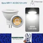 8 x MR11 3W LED Spotlight AC/DC 12V-24V 38 Degree 6000K Cold White Downlight
