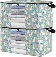 sanluoli 90L 2 Pack Under Bed Organizer with Reinforced Handles, clear window Closet Containers For Organizing
