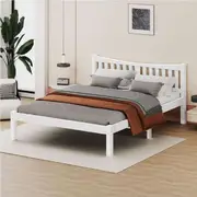 ALFORDSON Wooden Bed Frame Solid Pine Timber Base White - Double Size